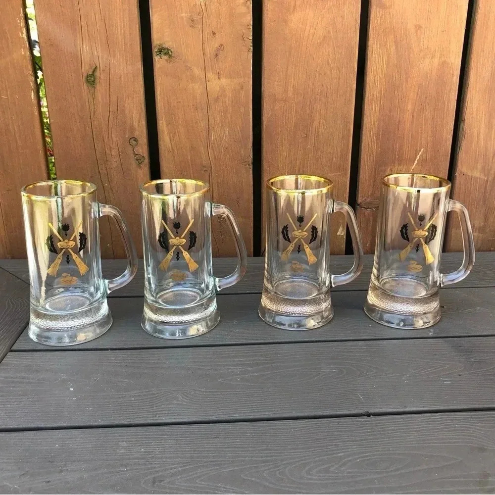 Vintage MCM Curling Beer Steins